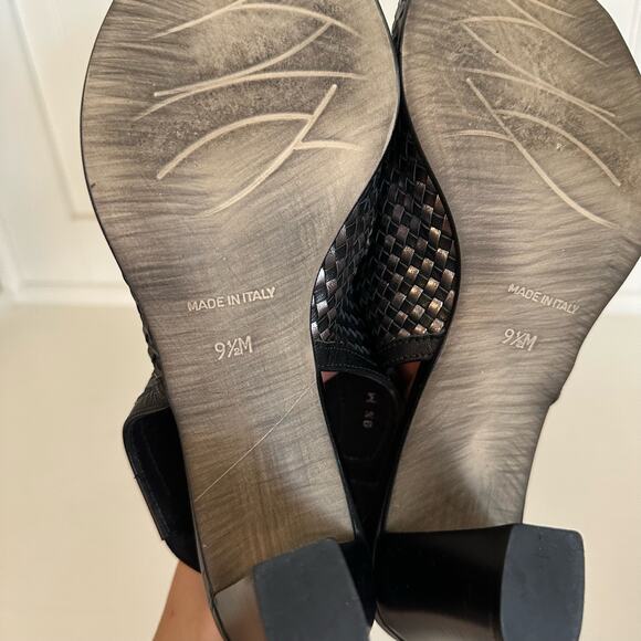 Sesto Meucci Woven Block Heel Sandals Black 9.5 - Picture 8 of 8